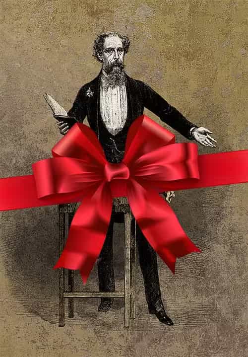 Holiday Dickens Wrapped With Ribbon